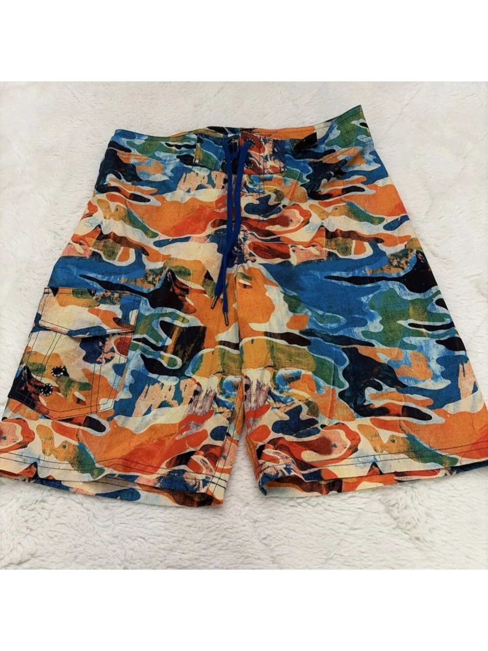 Just Bones Boardshorts Boys Camo Swim Trunks 28 B Adjustable